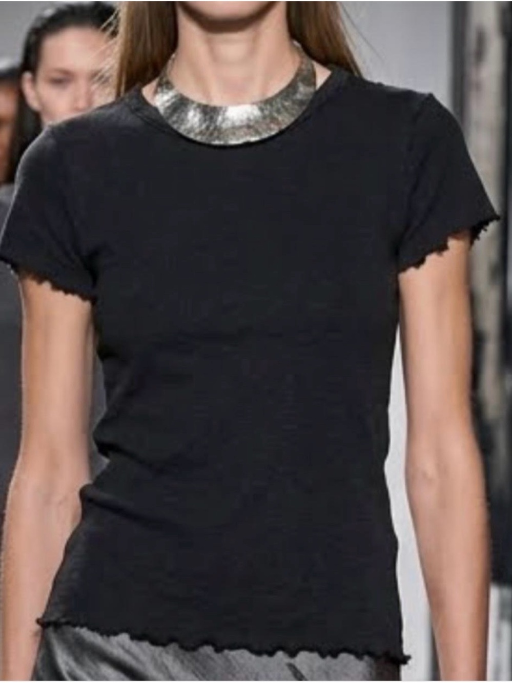 Madewell Classic Black ruffle Fitted T-Shirt  Women's Tee - S